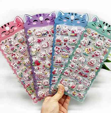 3D стікери котики – 1 лист (колір випадковий) Київ