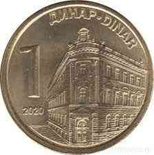 Serbia Сербия 10 монет 1 Dinar 2020 UNC Полтава