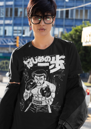 Футболка з аніме принтом Хаджіме Но Іппо Такамура оверсайз (S/M/L) Чорний AnimeJ0672 Дніпро