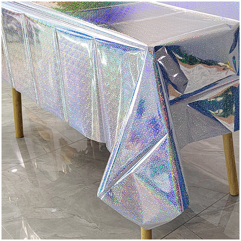 Скатерть клеенка из фольги с голограммой 270 на 100 см серебристый Киев - изображение 1