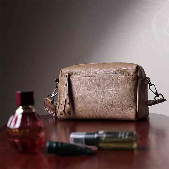 Сумка для жінок з акцентом на стильний бігунок з натуральної шкіри Vintage 22650 Бежева Київ