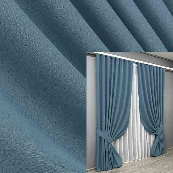 Комплект готовых штор VR-Textil Блэкаут двусторонний ASHEN NIGHT № 1852ш Синий 150х290 см 2 шт (33-0896) Киев