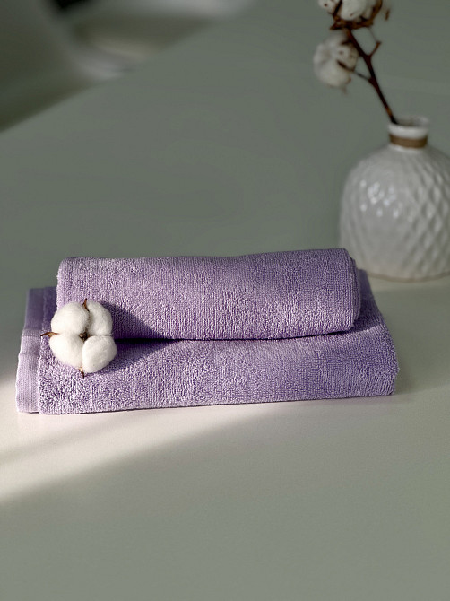 Комплект рушників Ideal Textile однотонних 50х90см + 70х140см 400 г/м2 (56860932) Ліловий Чернівці - фото 3