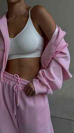 Жіночий прогулянковий оверсайз костюм-двійка: кофта та штани двонитка Барбі Одеса