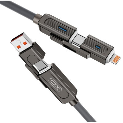 Дата кабель USB 2.0 AM to USB-C + USB 2.0 AM to Lightning 1.0m 60W gray XO (NB275_4-in-1_Gray) Вінниця - фото 5