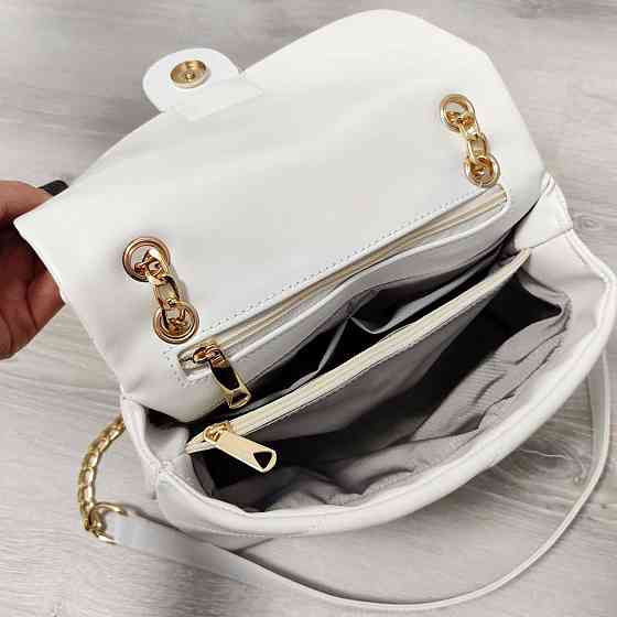 Брендовая женская сумка. Женская белая сумка маленькая через плечо. 873 Киев