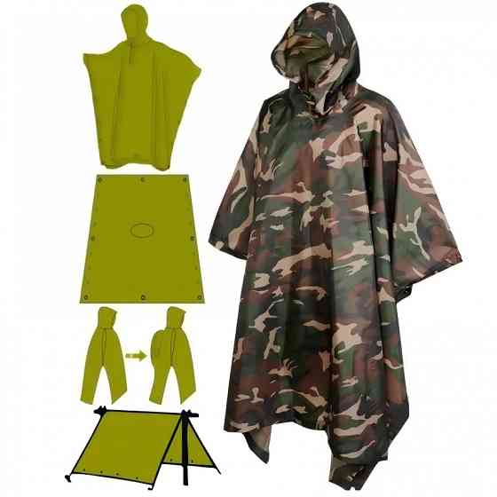 Дождевик-плащ-палатка универсальная нейлоновая с капюшоном для туризма, рыбалки и охоты Винница