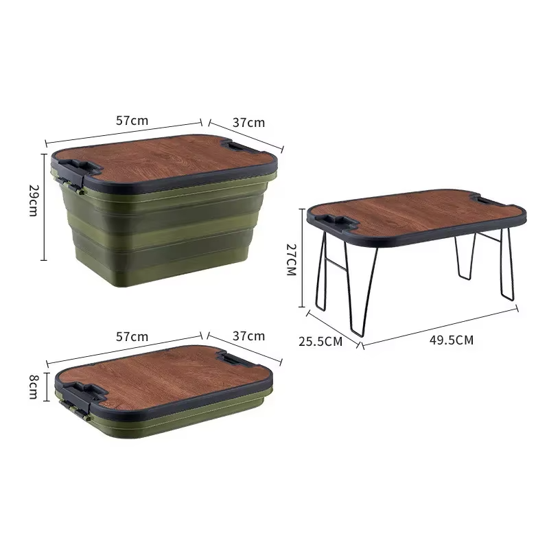 Складной контейнер для хранения, органайзер с крышкой-столиком, ящик для кемпинга, 56×37×29см, зеленый Каменец-Подольский - изображение 9