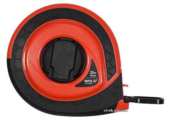 Рулетка вимірювальна скловолоконна YATO : L= 20 м, b= 15 мм, ручне змотування, закритий корпус [10] Одеса