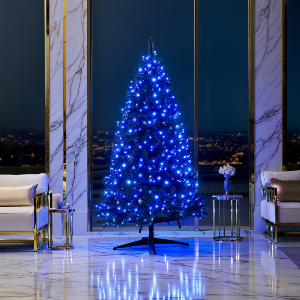 Garlando Новорічна гірлянда кімнатна роса Хвойна лапа 50 м 1500 LED білий провід Синє сяйво D15 Київ - фото 2