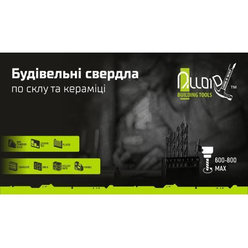 Свердло по склу та кераміці QUADRO 12мм, хвостовик HEX 1/4" Alloid, L= 120mm Одеса - фото 2