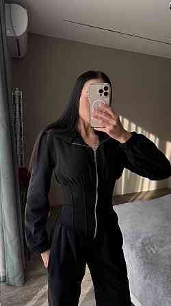 Жіночий стильний теплий корсетний комбінезон двосторонній фліс Чорний, 44/46 Одеса