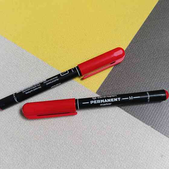 Маркер Centropen перманентний тонкий 1 мм червоний Київ