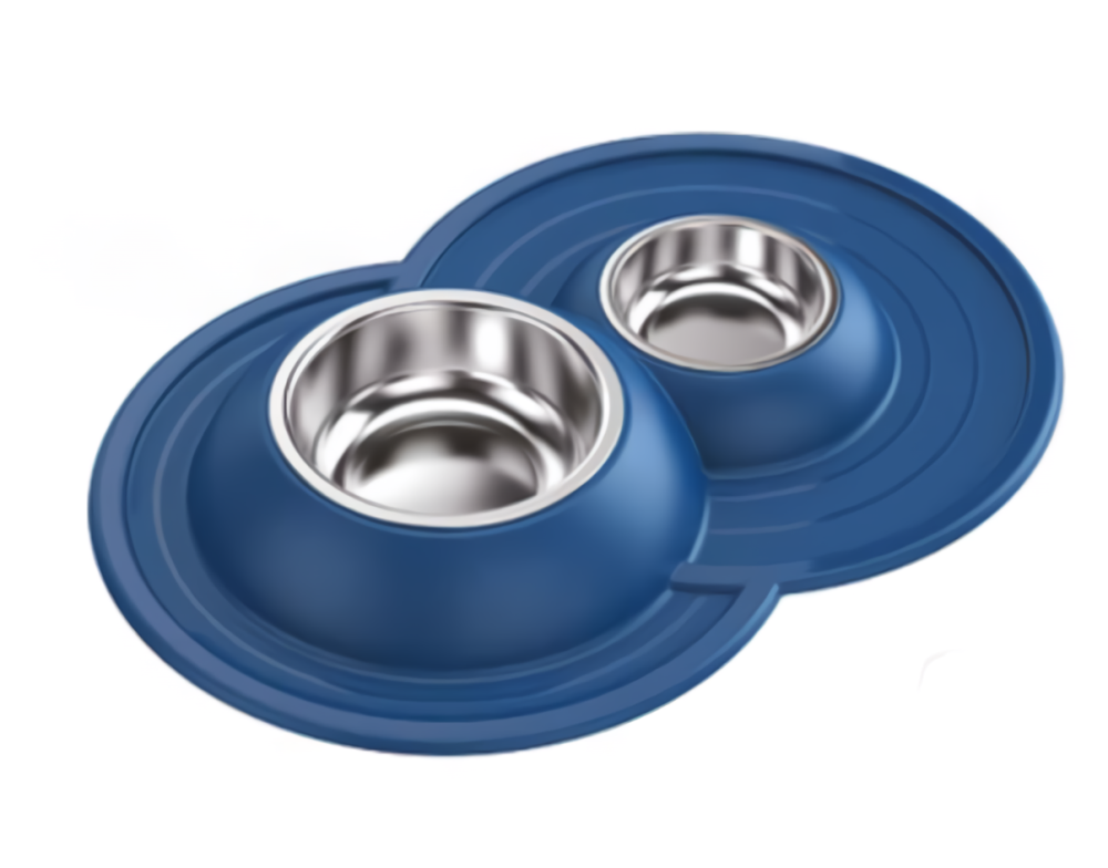 Миска двойная металлическая Volcano Inox с мягким ковриком для собак и кошек, размер 49 x 33 x 5.5 см Киев - изображение 6
