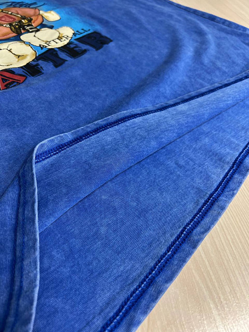 Футболка жіноча YIGOU 74 тай дай оверсайз з принтом собака, синій, one size Київ - фото 12