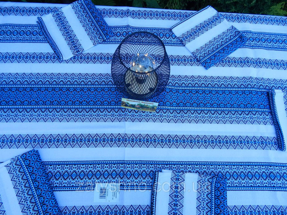 Синя вишита скатертина з серветками Київ - фото 3