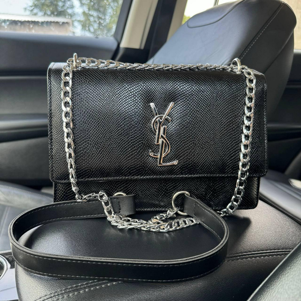 Жіноча міні сумочка рептилія YSL чорна на плече, міні сумка клатч зміїна з ланцюжком ( 29327 ) Харків - фото 1