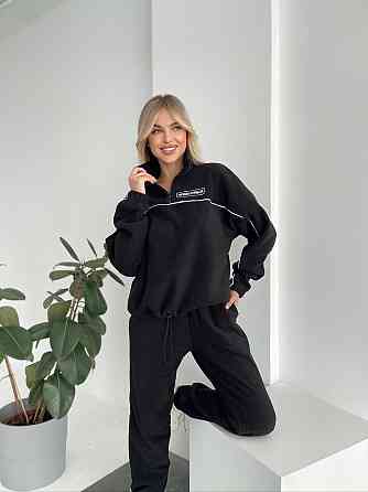 Женский флисовый женский костюм-оверсайз турецкий флис Черный, 46/48 Одесса