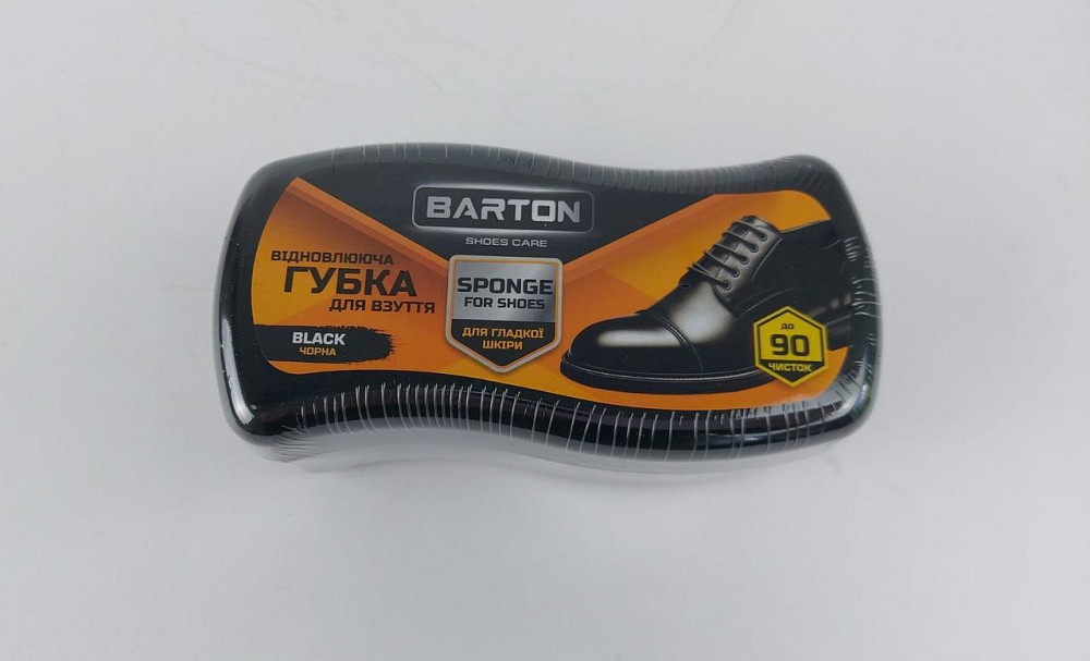 Губка відновлювальна хвиля для взуття з гладкої шкіри чорна, ТМ Barton (1 шт.) Харків - фото 1