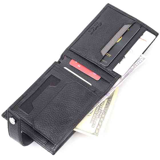 Классический мужской кошелек из натуральной кожи KARYA 21066 Черный Киев