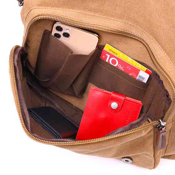 Велика сумка для ноутбука з клапаном із текстилю 21242 Vintage Коричнева Київ