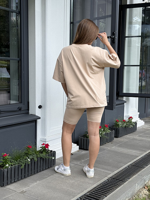 Футболка и велосипедки женские кулир Бежевый XS-S Харьков - изображение 5