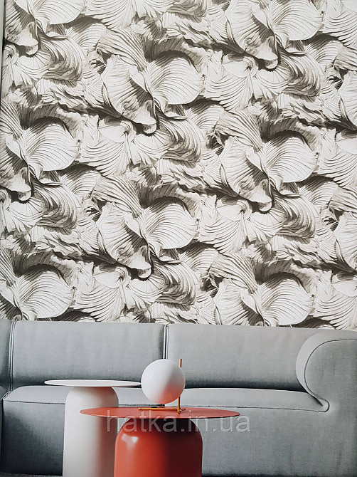 Шпалери вінілові на флізеліні гарячого тиснення DU&KA 1.06х10 вензель основа під штукатурку сірі коричневі Київ - фото 1