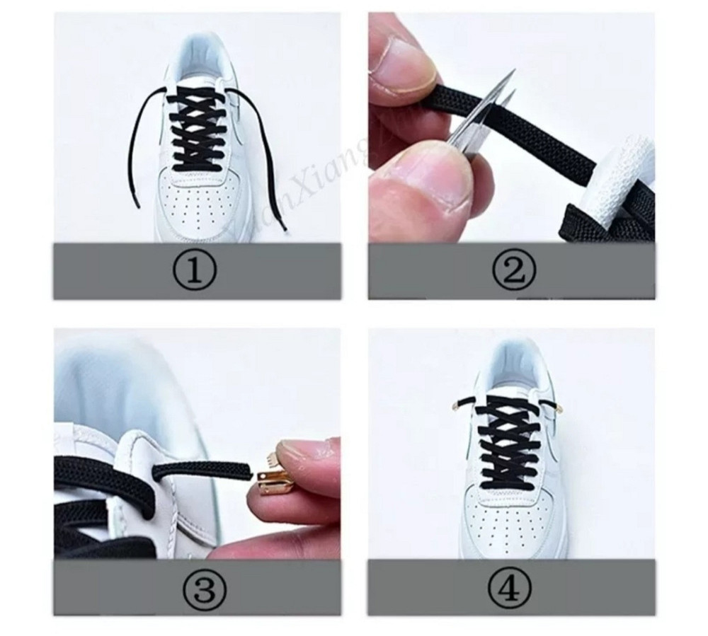 Еластичні шнурки без зав'язок з металевими фіксаторами Бежевий Смела - изображение 3