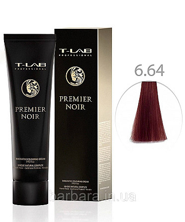 Крем-краска для волос T-LAB Professional Premier Noir Colouring Cream 6.64 Тёмний блонд экстра красный медный Киев - изображение 1
