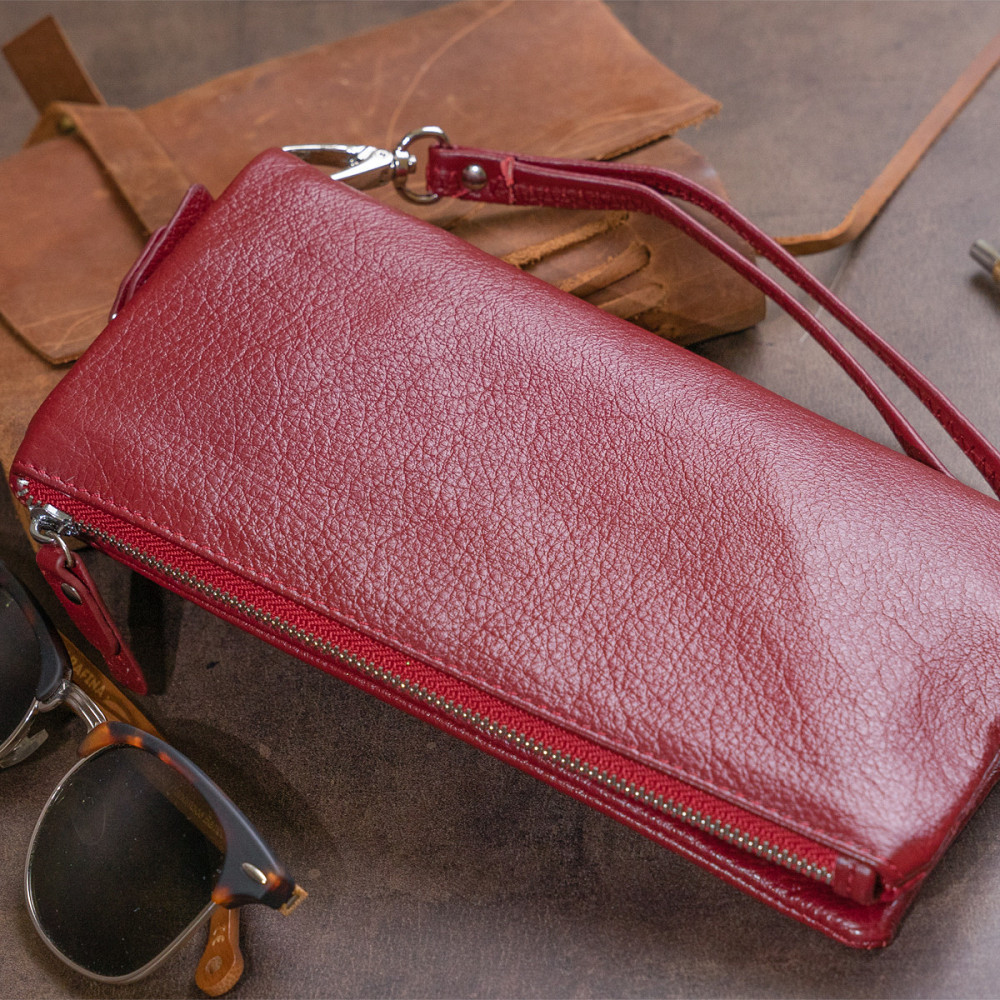 Гаманець-клатч зі шкіри з кишенею для мобільного ST Leather 19311 Бордовий Київ - фото 3