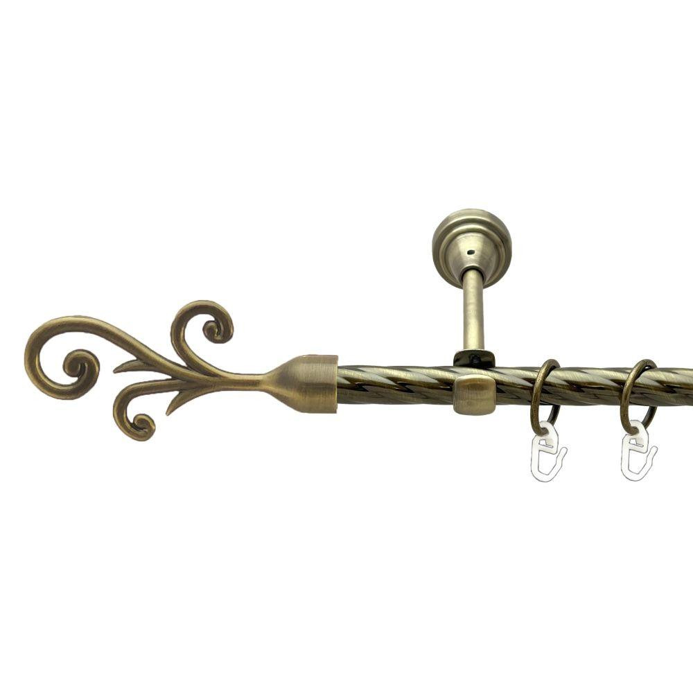 Карниз Orvit Фала металевий однорядний відкритий скручена труба кільце металеве Антик 16 мм 240 см (00-00022403) Львів - фото 1