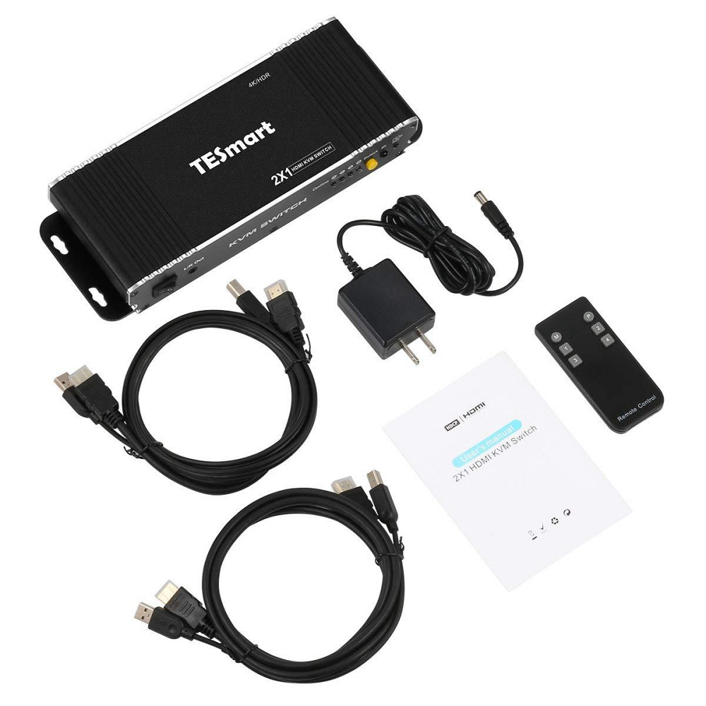 HDMI KVM перемикач TESmart 2х1, 4K 60Hz, керування 2 ПК однією клавіатурою, мишею, дисплеєм, звуком, пульт Київ - фото 6