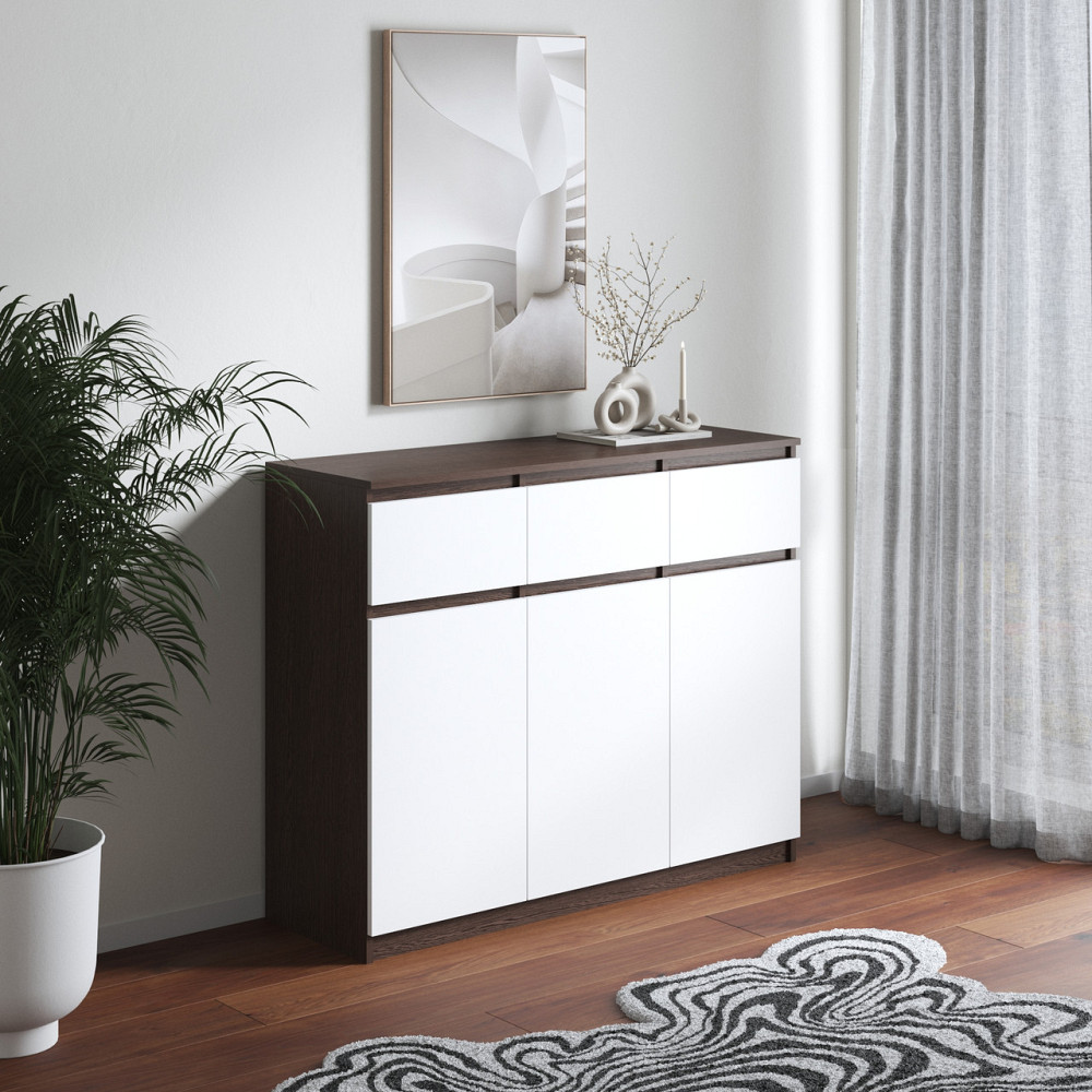 Комод VAYS в спальню, сучасний, без ручок R-33 Венге Темний-Білий фасад Львів - фото 1