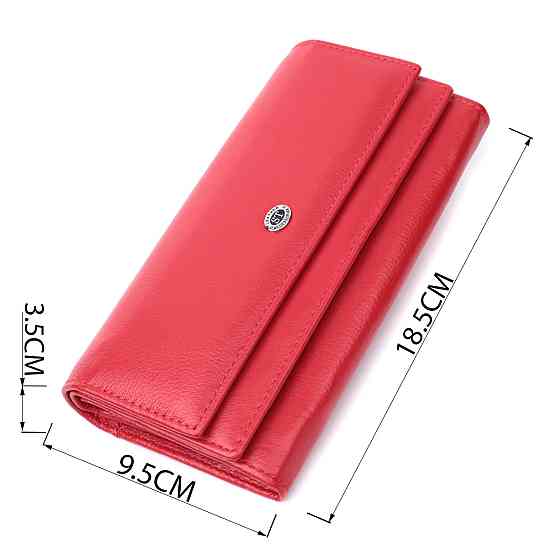 Місткий жіночий гаманець із двома клапанами із натуральної шкіри ST Leather 22695 Червоний Київ