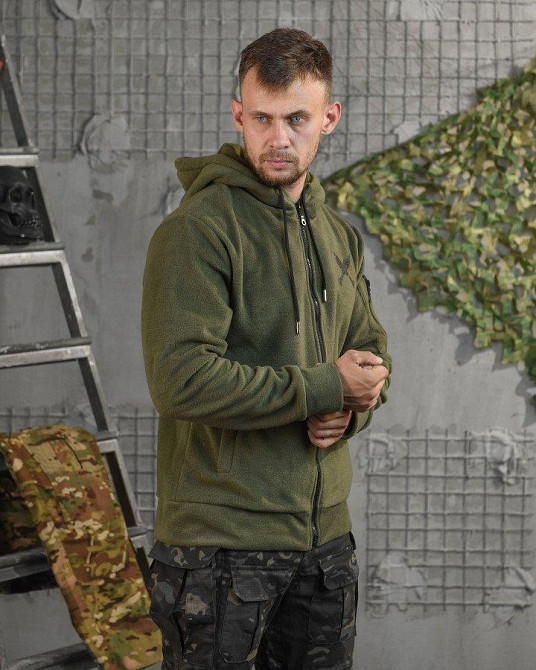Тактическая кофта флисовка олива  на змейке Одесса - изображение 13
