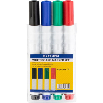 Набір маркерів Economix 4 маркери для білих дошок 2-3 мм в блістері (E11805) Вінниця - фото 1