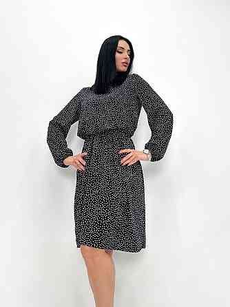 Женское платье в горошек с длинными рукавом Virginia 46-48, Черный Киев