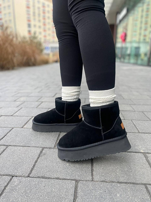 Без бренда Угги жіночі BESSKP чорні натуральна замша висота 11 см размер 36-41 ( -1) Коломия - фото 5