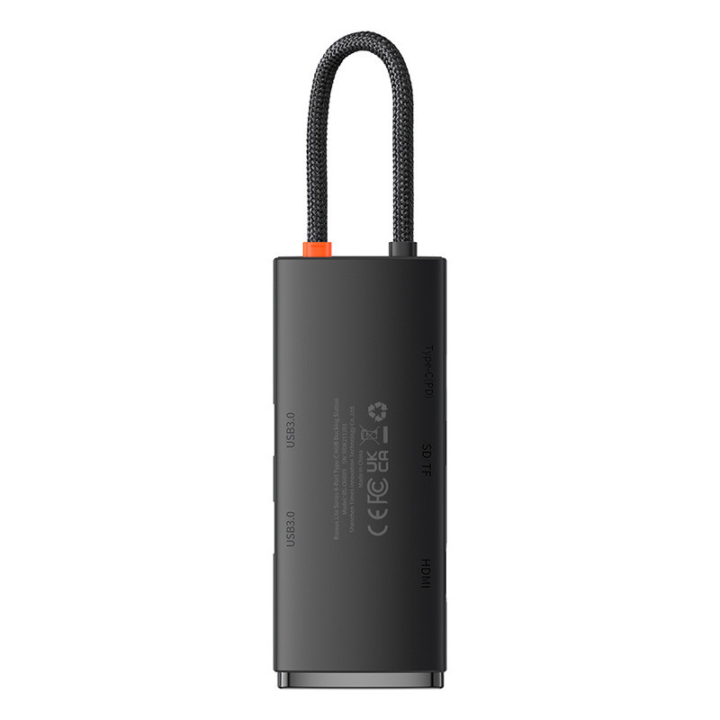 USB-хаб Baseus Lite Series 6-Port Type-C HUB Docking Station (Type-C to HDMI+USB3.0*2+PD+SD/TF) Black Одесса - изображение 5