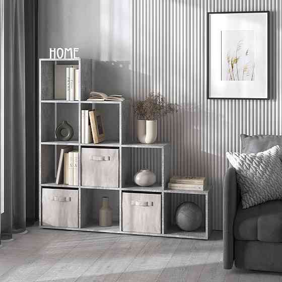 Стелаж VAYS M-40 Бетон, книжкова полиця з 10 комірками, етажерка для дому, іграшок і декору, ЛДСП, 143×29×143 см Львів