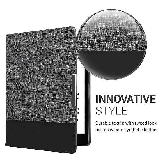 Чохол книжка для e-ридера kwmobile сумісний з Kobo Aura ONE темно-синій шкіра канвас магнітне закривання ударозахисний Київ