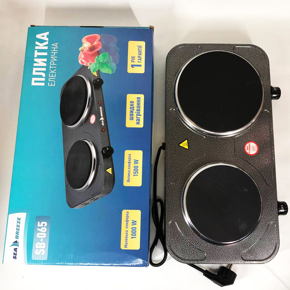 Плита электрическая настольная дисковая на две конфорки Sea Breeze SB-065 2500 Вт TE-45 Львов - изображение 10