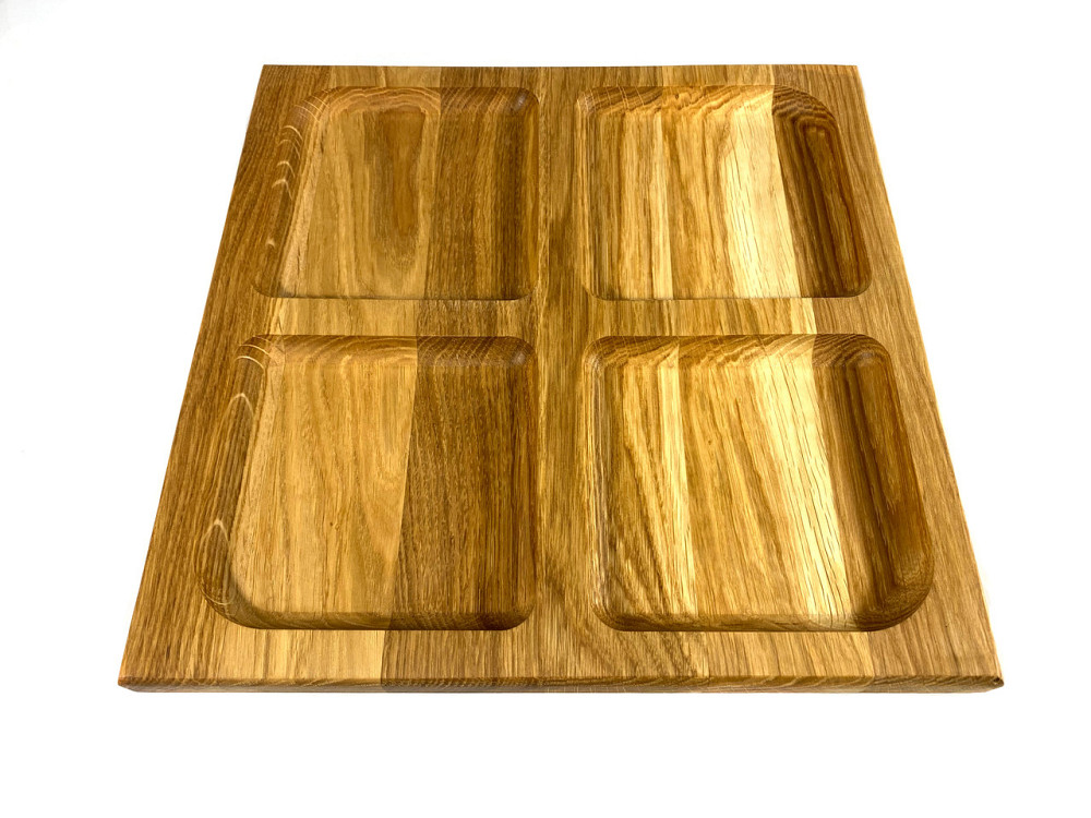 Деревʼяна тарілка квадратна з натурального дерева для закусок, закусочна тарілка 30х30х2,5 см Кам'янець-Подільський - фото 3