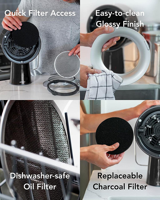 Кухонна витяжка Airhood Wired Чорний портативна безканальна 5 вугільних фільтрів нержавіючий масляний фільтр легке чищення Київ - фото 10