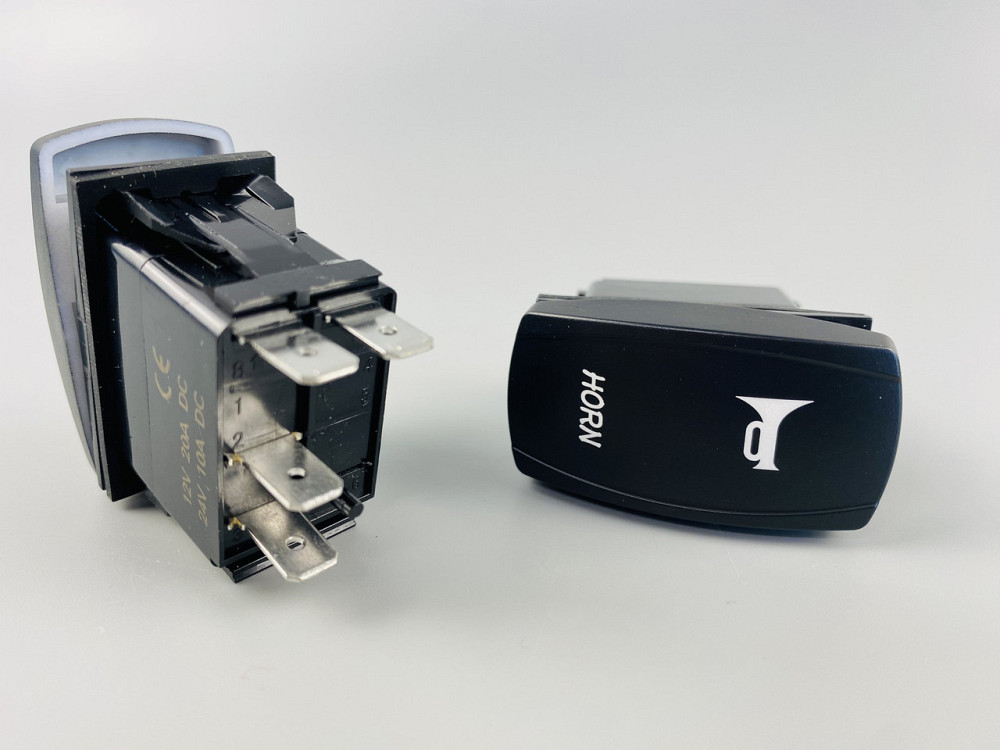 Клавіша вимикач ON-OFF-ON, 4 ніжки, синя підсвітка, малюнок — "сигнал додатковий". Мукачево - фото 9