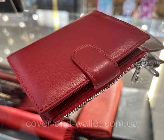 Маленький женский кошелек красного цвета на магнитной застежке HV 3009 Киев