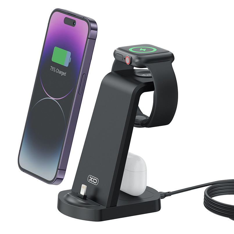Бездротовий зарядний пристрій XO WX035 3в1 Watch Charger + Lightning + TWS Львів - фото 1
