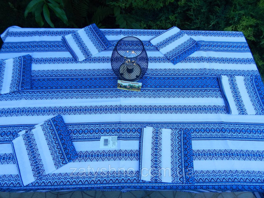 Синя вишита скатертина з серветками Київ - фото 5