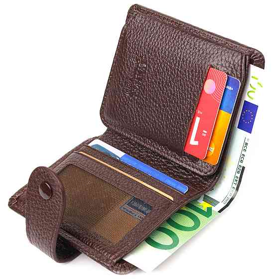 Компактний гаманець для чоловіків з натуральної зернистої шкіри CANPELLINI 21686 Коричневий Київ