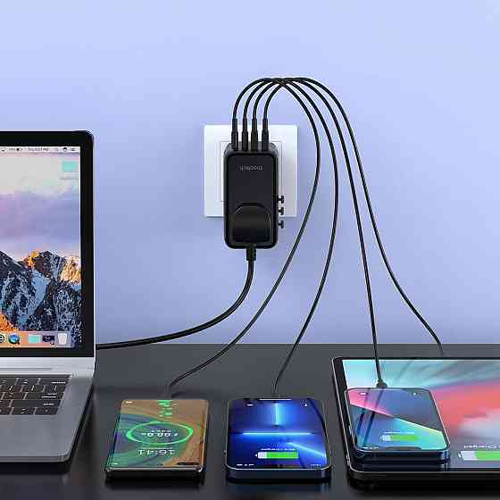 Зарядний пристрій 4xUSB 100W PD (2хUSB-C+2хUSB-A) сharger diamond model чорний Choetech Винница